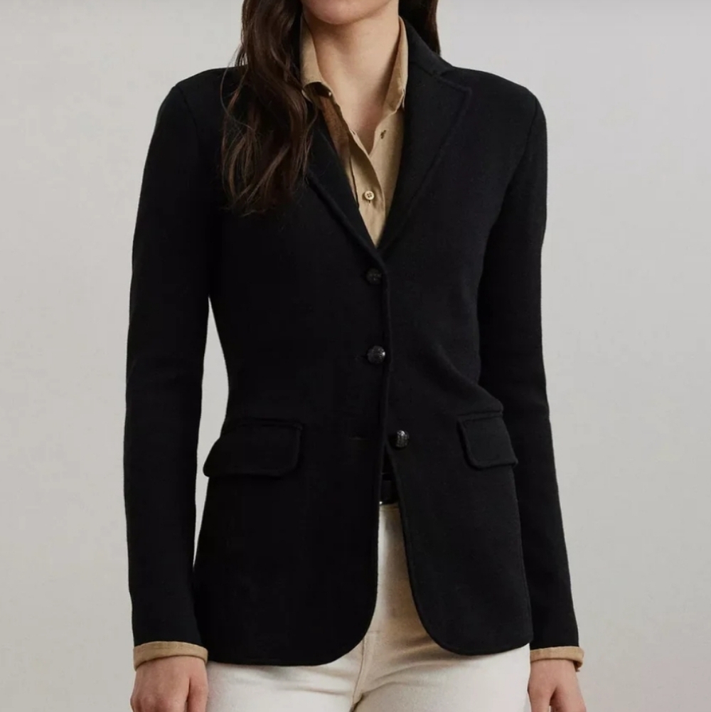 Ralph Lauren Sweater Blazer Womens Black Knit